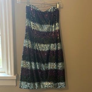ABS Allen schwartz sequin strapless dress